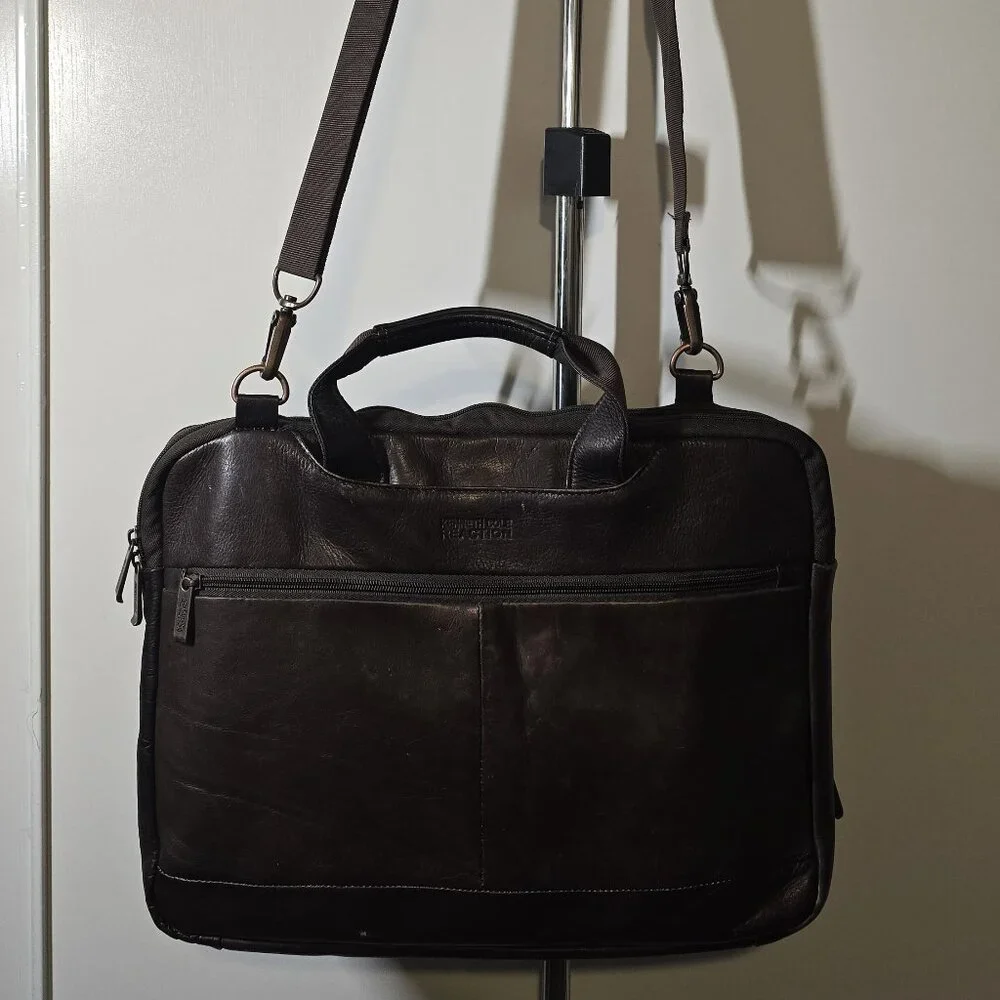 Kenneth Cole Reaction Genuine Leather Laptop Bag Brown Briefcase